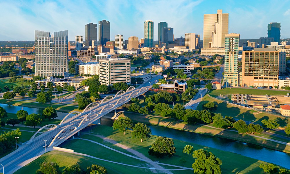 Fort Worth bridge and skyline