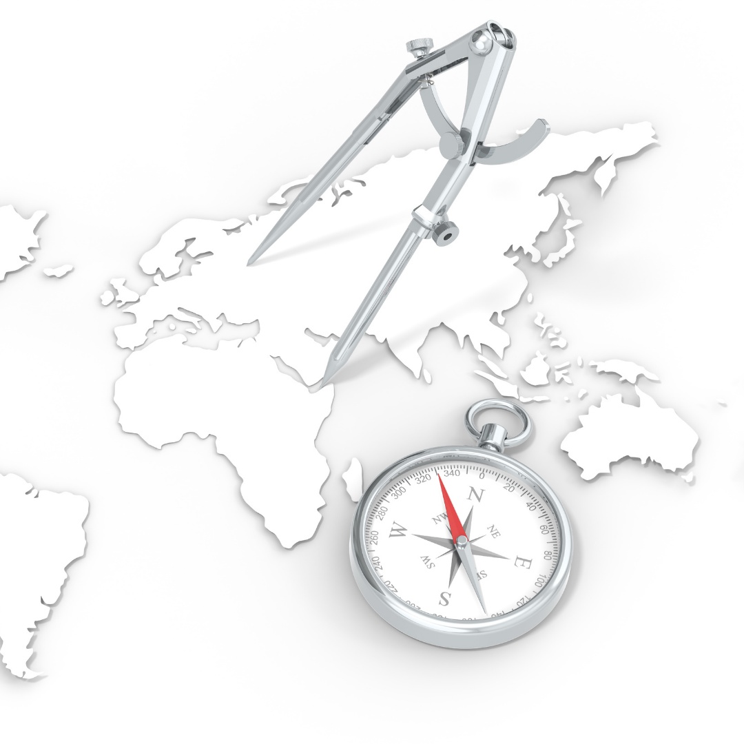 navigating World map with a compass